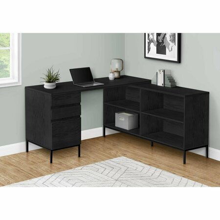 DAPHNES DINNETTE 60 in. L-Shaped Corner Computer Desk Black Oak DA3070877